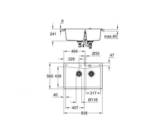 Композитная мойка Grohe K700 90 -C 83,8/55,9 2.0 с 2 чашами 31657AT0 – изображение 4