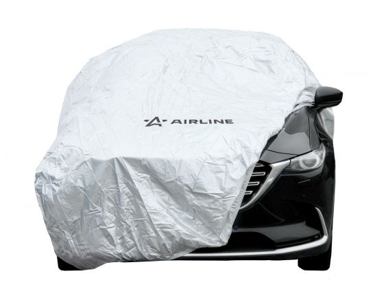 Чехол-тент на автомобиль AIRLINE защитный, XL, 510х195х150 см, молния для двери, универсальный, серый AC-FC-04 – изображение 4
