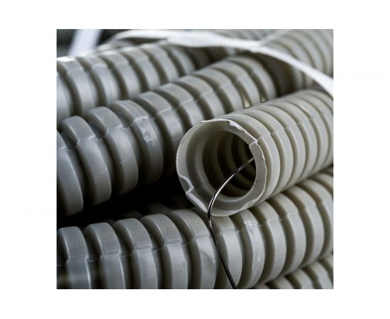 Гофра ЭРА ПВХ, серый, диаметр 16 мм, с зондом, легкая, 20 м Б0036987 – изображение 4