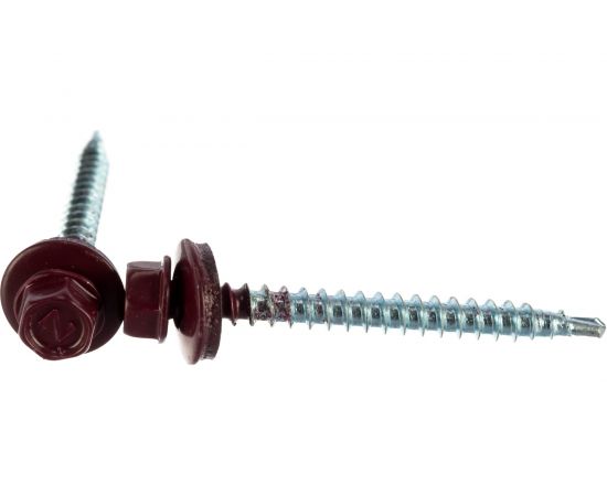 Кровельный саморез Качественный КРЕПЕЖ красное вино RAL 3005, 4.8х51 мм, 35 шт 0200133 КЧ 