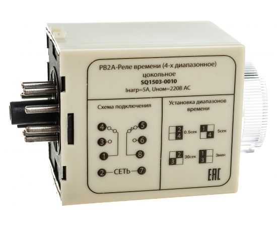 Реле времени TDM РВ2A-0,5сек/3мин-5A-220В-8Ц SQ1503-0010 – изображение 2