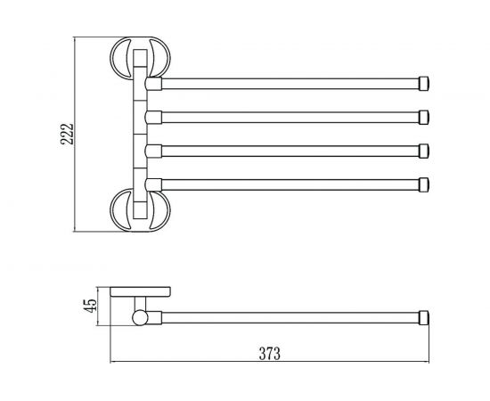 Поворотный держатель для полотенец Savol четверной, хром S-008604 23244 – изображение 2