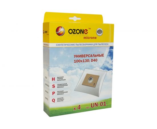Мешки-пылесборники синтетические универсальные для пылесосов (4 шт.) OZONE UN-01 – изображение 3