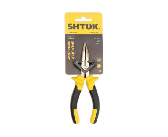 Диэлектрические изогнутые тонкогубцы SHTOK 1000В 160 мм 08107 – изображение 3