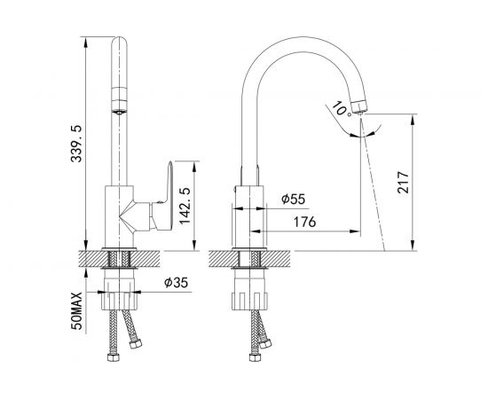 Смеситель для кухни IDDIS Cuba с каналом для фильтрованной воды, сатин CUBBNFJi05 – изображение 5