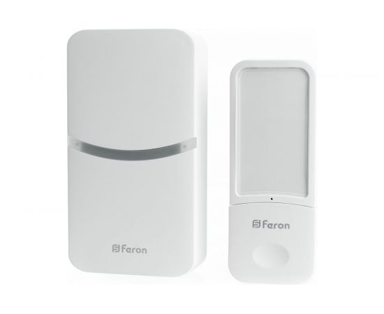 Дверной беспроводной электрический звонок FERON DB-100 звонок IP44 18 мелодий, 230V, белый 41437 