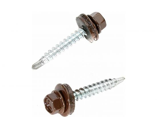 Саморезы с шестигранной головкой Профикреп ш-коричн. RAL 8017, 4,8х35 60 шт 1998906217 