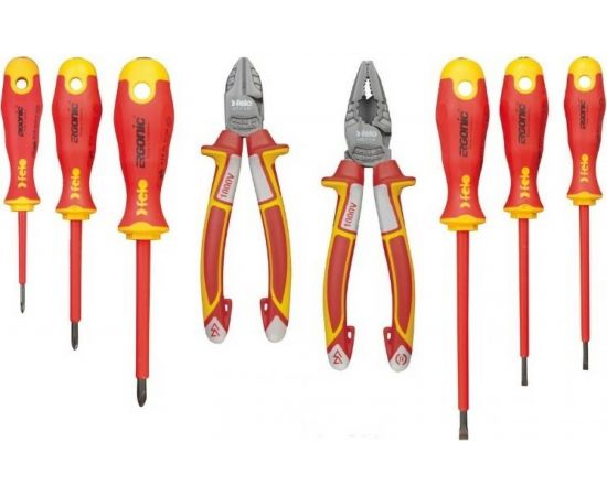 Набор диэлекрических отверток Felo Ergonic с диэлектрическими пасатижами и бокорезами в упаковке, 8 шт 41398517 