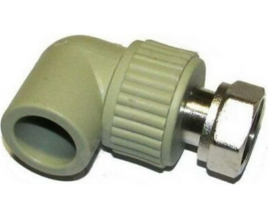 Угольник RTP с накидной гайкой на металлическом штуцере, D32х1 мм, серая 15833 