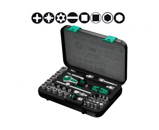 Набор трещоток Zyklop Speed WERA 8100 SA 2 1/4" с насадками 42 шт. 003533 – изображение 2