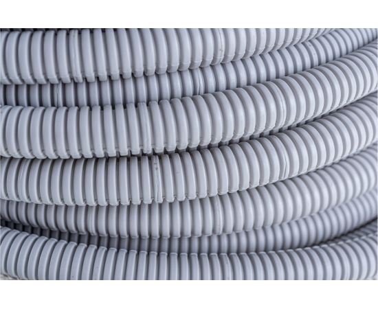 Гофрированная ПП труба Экопласт легкая, с зондом, диаметр 25 мм, цвет серый 60125 – изображение 2