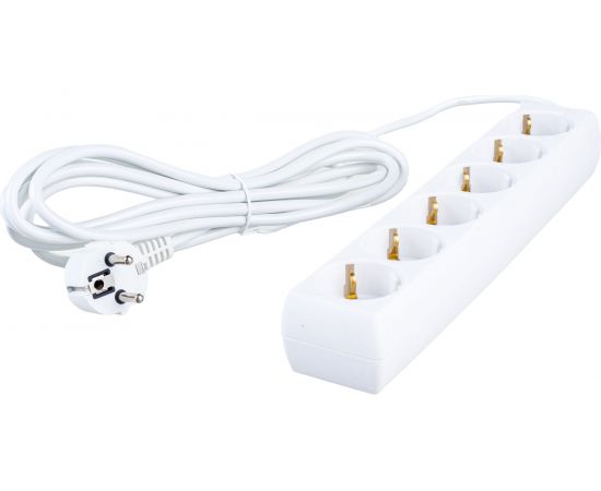 Удлинитель ExeGate ECE-6-3W 6 евророзетки с заземлением, 3м, белый 285833 – изображение 2