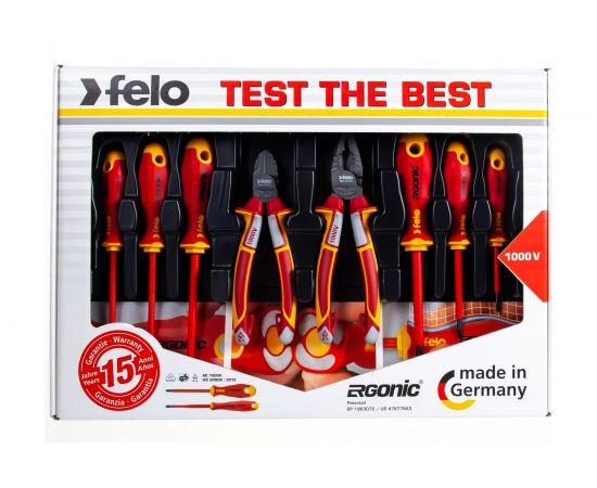Набор диэлекрических отверток Felo Ergonic с диэлектрическими пасатижами и бокорезами в упаковке, 8 шт 41398517 – изображение 2