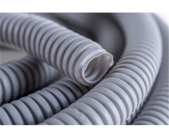 Гофрированная ПП труба Экопласт легкая, с зондом, диаметр 25 мм, цвет серый 60125 – изображение 3