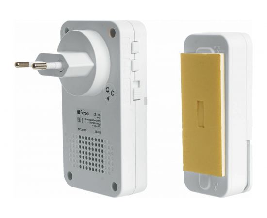 Дверной беспроводной электрический звонок FERON DB-100 звонок IP44 18 мелодий, 230V, белый 41437 – изображение 3