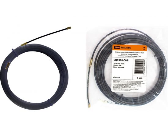 Нейлоновая кабельная протяжка TDM НКП диаметр 4 мм, длина 5 м, с наконечниками, черная SQ0590-0021 – изображение 3