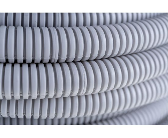 Гофрированная ПП труба Экопласт легкая, с зондом, диаметр 25 мм, цвет серый 60125 – изображение 4