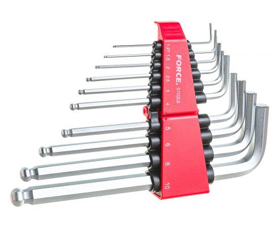 Набор средних Г-образных шестигранников с шаром 10 предметов FORCE 5102LB – изображение 6