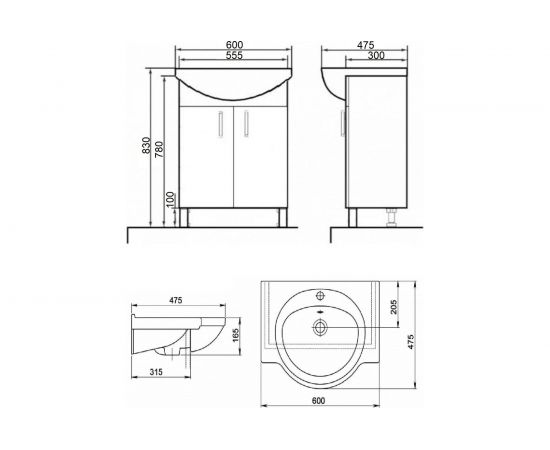 Напольная тумба с раковиной Orange Роса белый глянец Ro-60TUW+RA – изображение 7