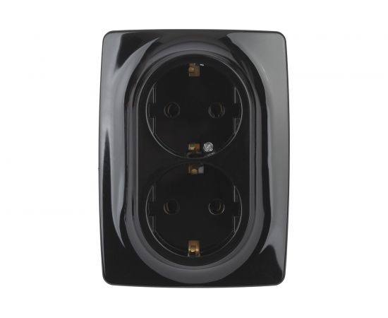 Розетка ЭРА 12-2106-06 2X2P E Schuko, 16A-250В, IP20, 12, чёрный Б0031233 