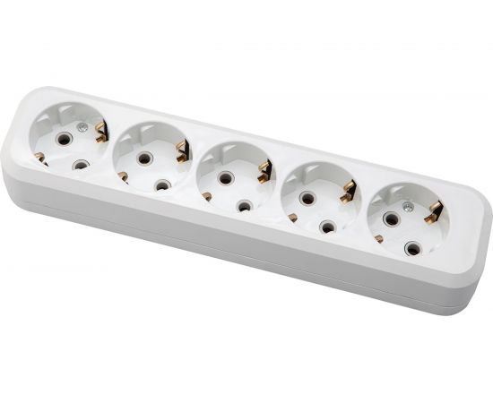 Розеточная колодка АБК-СИЛА 5 гнезд с заземлением 16А/220В белая 1 шт 5402405 