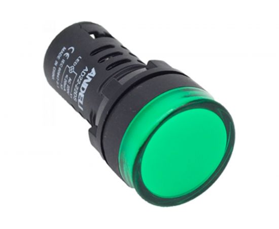 Лампа ANDELI AD16-22DS, LED, матрица, d22мм, зеленый, 24В, AC/DC ADL10-139 