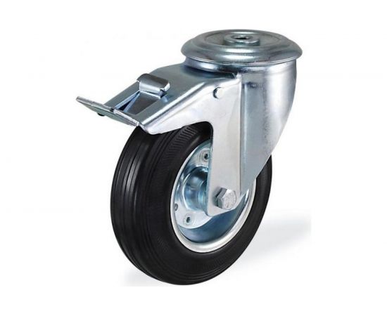 Поворотная колесная опора под болт c тормозом KAMA K-3300-SLS-100-F18 