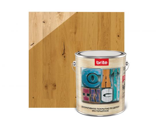 Декоративное покрытие по дереву BRITE FLEXX экстерьерное, тик, ведро 2,7 л 212460 