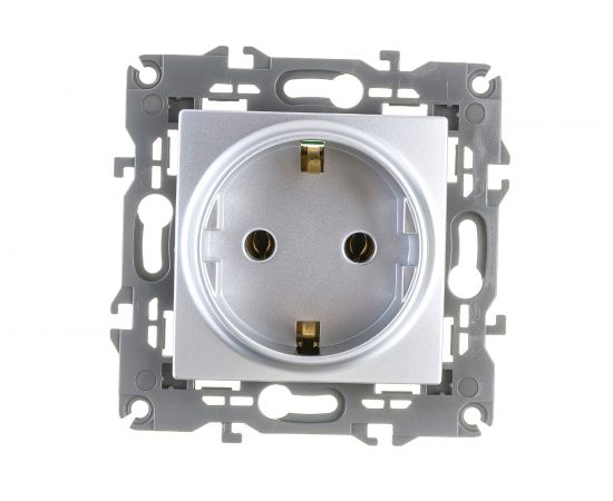 Розетка ЭРА Elegance 2P+E Schuko, 16A-250В, IP20, алюминий 14-2101-03 Б0034266 