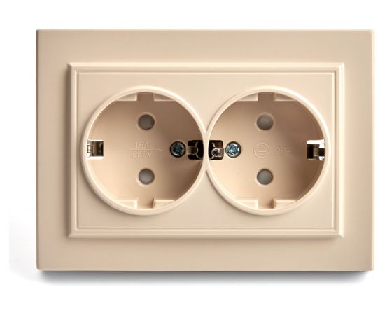 Розетка STEKKER 2-местн.с/з 220В 16А с защитн.шторкой серия Эрна слоновая кость PST16-9014-02 39240 