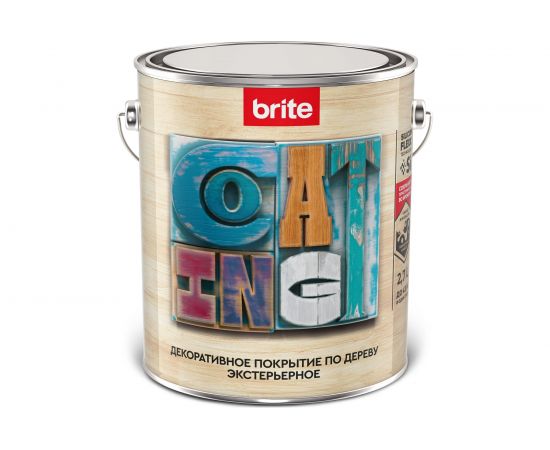 Декоративное покрытие по дереву BRITE FLEXX экстерьерное, тик, ведро 2,7 л 212460 – изображение 2