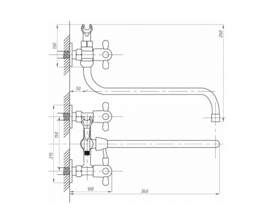 Смеситель для ванны с душем Профсан ПСМ тип ГОСТ См-ВУДРНШлА PSM-156-99 – изображение 2