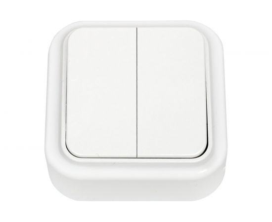 Выключатель Bylectrica 2-клавишная, открытая установка, 6 А, серия ПРАЛЕСКА, белый, А56-134 – изображение 2