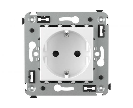 Розетка DKC, Avanti, белое облако, с защитными шторками, в стену, 2PE 4400003 – изображение 2