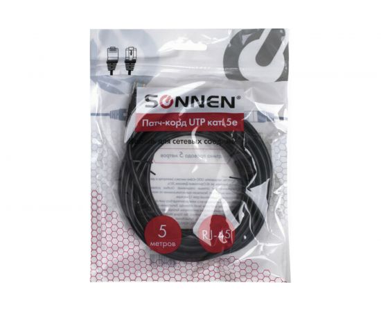 Кабель SONNEN патч-корд UTP 5e категория RJ-45 5м для подключения по локальной сети LAN 513124 – изображение 3