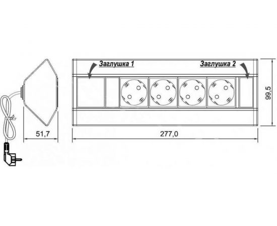 Угловой блок розеток Inrior на 4 EURO розетки, ODEN-04-80 – изображение 3