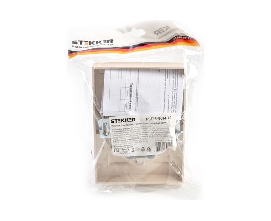 Розетка STEKKER 2-местн.с/з 220В 16А с защитн.шторкой серия Эрна слоновая кость PST16-9014-02 39240 – изображение 5