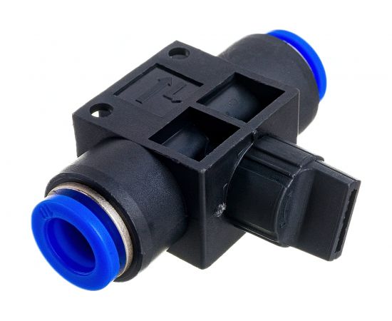 Прямой фитинг цанговый Pegas с краном 10 мм - 10 мм Pegas pneumatic 6006 