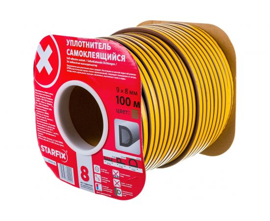 Уплотнитель STARFIX тип D коричневый 9х8 мм 100 м SF1013-02 