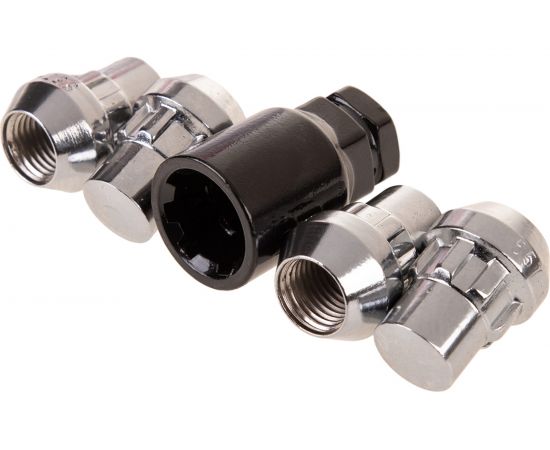 Гайки секретки М14x1.50, 32 мм, конус закр 5 луч 1 кл, хром 006, 4 шт SKYWAY S10702006 