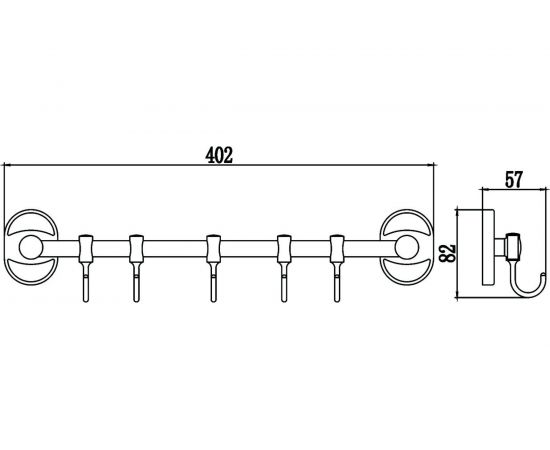 Планка с 5 крючками Savol хром S-008205 23193 – изображение 2