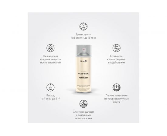 Быстросохнущая краска для предметов декора Elcon капучино, аэрозоль, 520 мл 00-00462257 – изображение 2