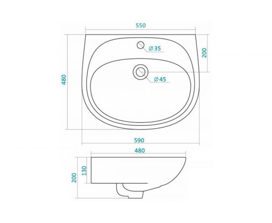 Умывальник Santek Анимо-60 с 1 отверстием 1WH110508 411284 – изображение 2