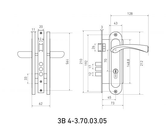 Врезной замок БУЛАТ ЗВ4-3.70.03.05 НОМОС (золото; 5 перфоключей; с ручками) 13970 – изображение 3