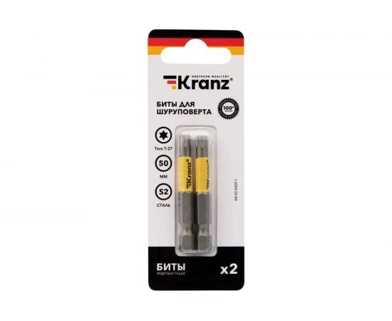 Бита Torx (2 шт; T27x50 мм; сталь S2) для шуруповерта KRANZ KR-92-0429-1 – изображение 3
