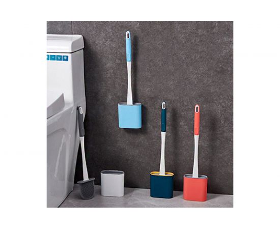 Ершик для унитаза SANTRADE настенный/напольный, силиконовая щетка, зеленый 1229 – изображение 3