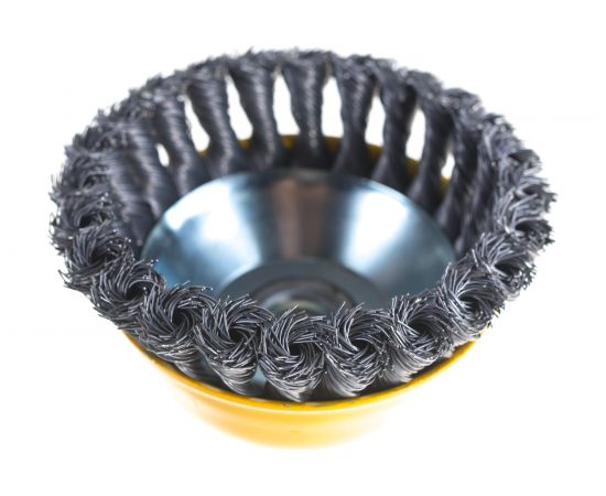 Щетка чашечная PROFESSIONAL (120 мм; М14; плетеные пучки проволоки 0.5 мм) для УШМ STAYER 35128-120 – изображение 4