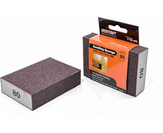 Губка шлифовальная 100x70x25 мм, P80, 1 шт Orientcraft SS1007025080 – изображение 6