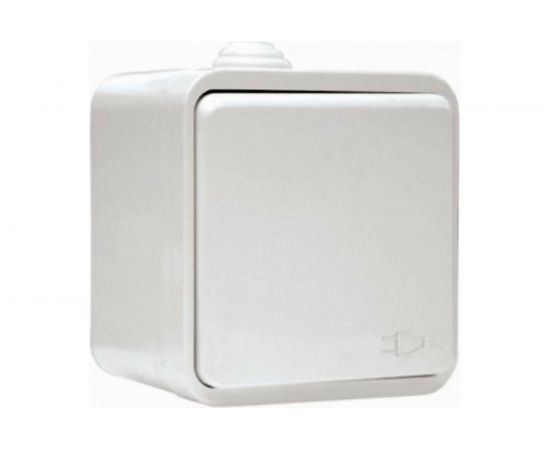 1-местная Розетка EKF Прага 16А с заземлением с крышкой IP44 белая с защитными шторками SQEKR16-029-10-440 