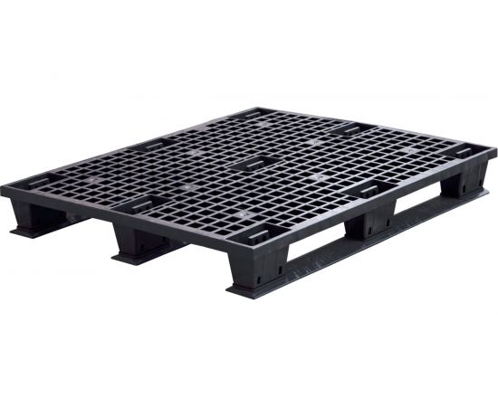 Паллет Тара.ру 1200x1000x160 мм, перфорированный, на полозьях, цв. чёрный 25397 